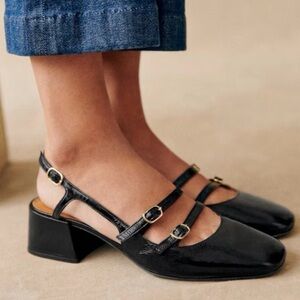 Sezane Elegant Black Women's Slingback Shoes